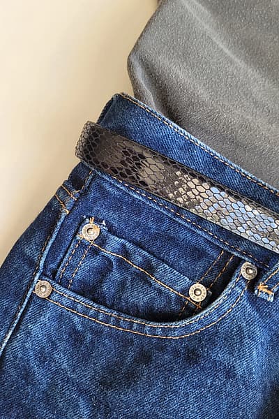 Snake Effect Leather Belt