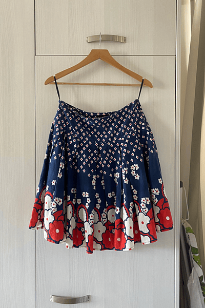 Floral Pattern Navy Skirt by CWM — pre-loved on Thrifted.mt
