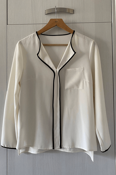 White Blouse with Black Piping by NOA NOA — pre-loved on Thrifted.mt