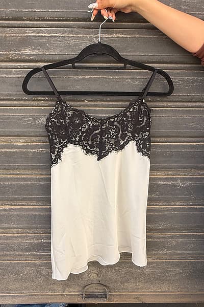 White lace trim camisole top