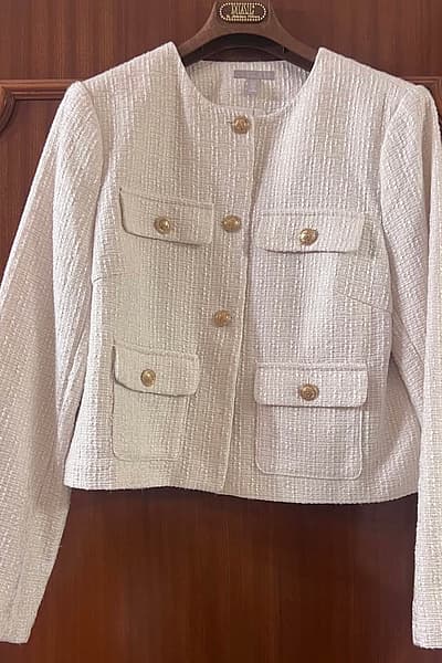 Elegant Tweed Style Cream Jacket — pre-loved on Thrifted.mt