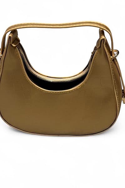 Borsa a tracolla con motivo a coccodrillo goffrato color cuoio — pre-loved on Thrifted.mt