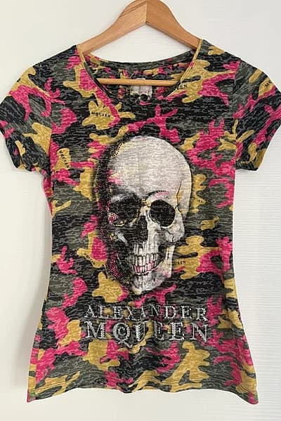 Camo Skull Print Graphic T-Shirt