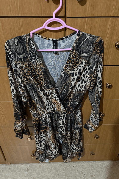 Animal Print Wrap Mini Dress — pre-loved on Thrifted.mt