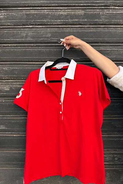 US Polo Red Short Sleeve Polo Shirt