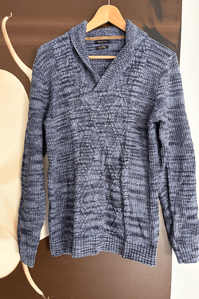 Textured Knit Shawl Collar Sweater by Massimo Dutti — pre-loved on Thrifted.mt