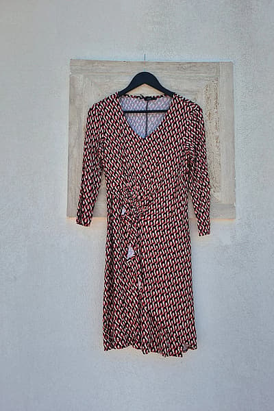 Geometric Print Ruched Midi Dress