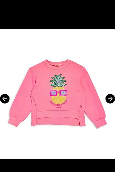 Billieblush Pink Pineapple Sequin Sweatshirt by Billieblush — pre-loved on Thrifted.mt
