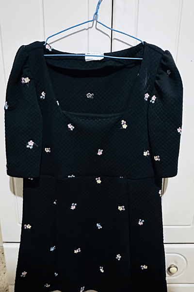 Black Floral Embroidered Mini Dress by Asos — pre-loved on Thrifted.mt