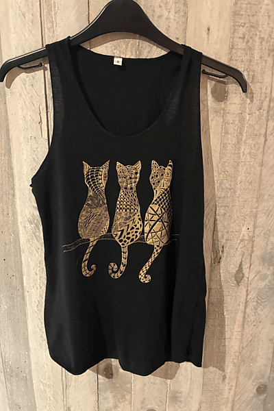 Gilet con stampa di gatto nero by Stone Market — pre-loved on Thrifted.mt