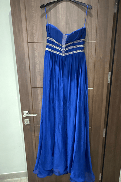 Royal Blue Embellished Maxi Dress by Nina Covaci  — pre-loved on Thrifted.mt