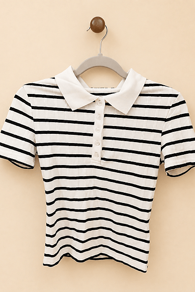 Polo Top b'Ribbed Strixxat by SHEIN — pre-loved on Thrifted.mt