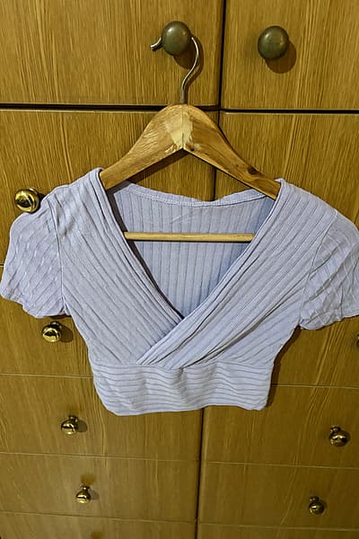 Ribbed wrap front crop top