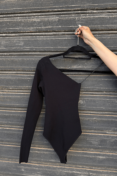 Bershka Black One-Shoulder Bodysuit