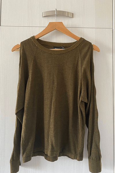 Olive Green Cold Shoulder Jumper by ONLY — pre-loved on Thrifted.mt