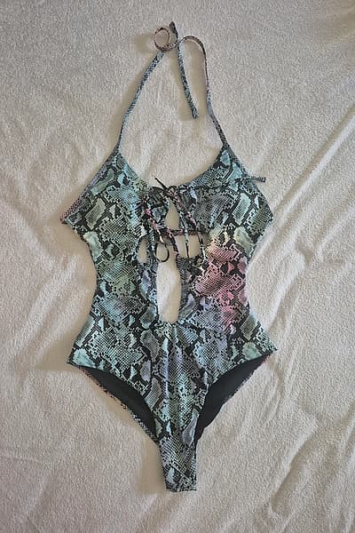 Snake Print Halter Neck Swimsuit size S/M