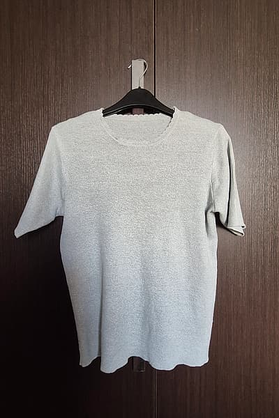 Vintage Grey Knit Short Sleeve T-shirt 