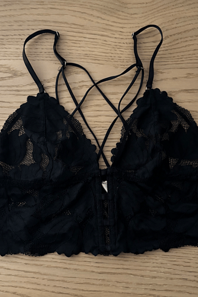 Black Lace Cross-Strap Bralette by Lindex — pre-loved on Thrifted.mt