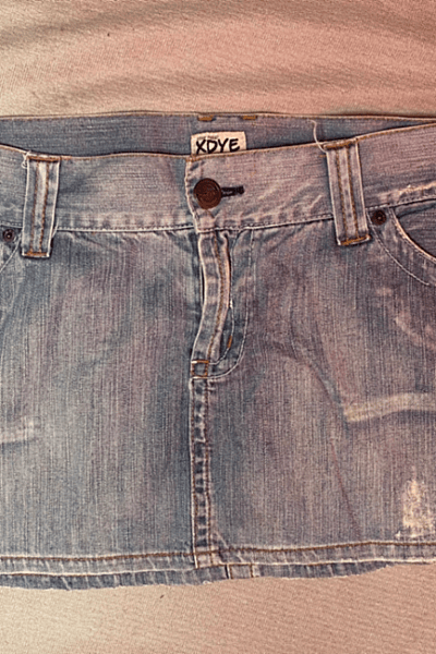Distressed Light Wash Denim Skirt by XDYE — pre-loved on Thrifted.mt
