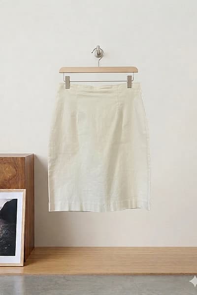 Cream Pencil Midi Skirt