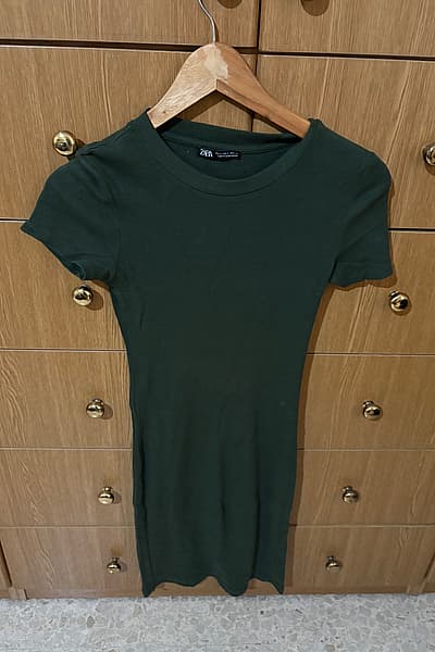 Ribbed Green Mini Dress