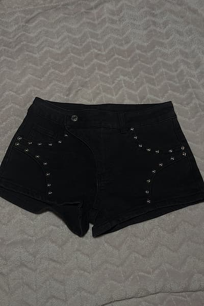 Black Studded Denim Shorts by Musera — pre-loved on Thrifted.mt