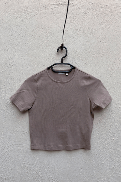 Beige Ribbed Crew Neck Top by ASOS DESIGN — pre-loved on Thrifted.mt