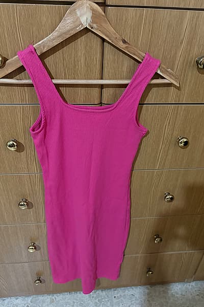 Pink ribbed tank dress