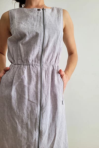 Linen Blend Zipper Front Dress by Hobbs — pre-loved on Thrifted.mt