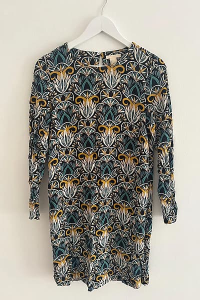 Patterned Long Sleeve Dress