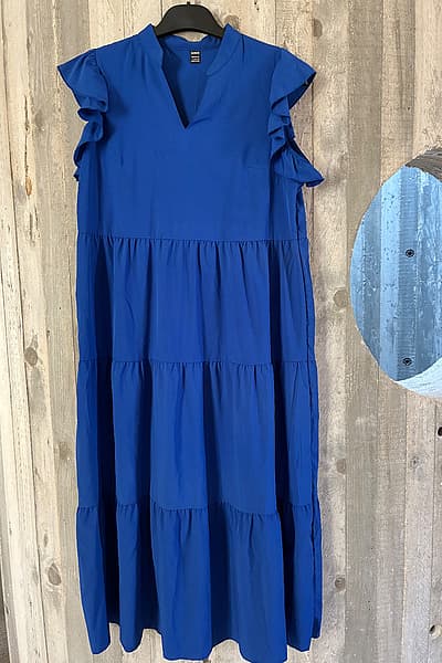 Blue tiered flutter sleeve dress by SHEIN — pre-loved on Thrifted.mt