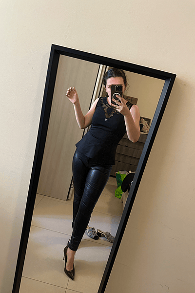 Synthetic leather trousers by Stradivarius — pre-loved on Thrifted.mt