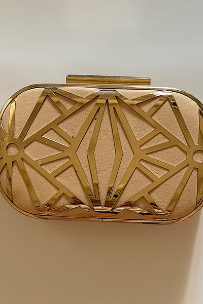 Pochette da sera Art Déco color oro e champagne – Borsa da matrimonio, da festa e per le occasioni speciali by Aldo — pre-loved on Thrifted.mt