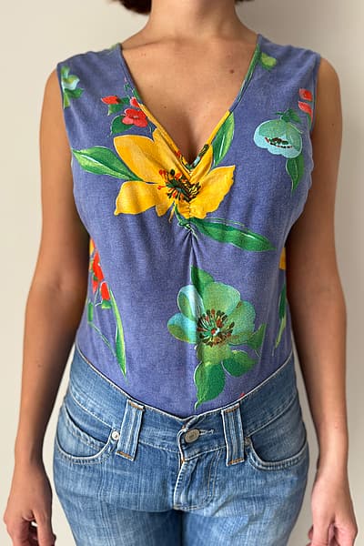 Floral Pattern Sleeveless Bodysuit