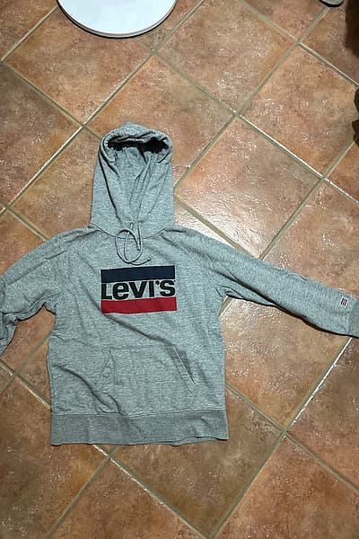 Felpa con cappuccio Levi's con logo grigio by Levi's — pre-loved on Thrifted.mt