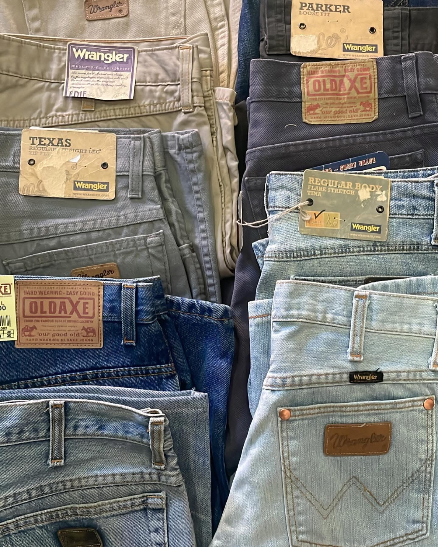A selection of vintage jeans from a Thrifted storefront